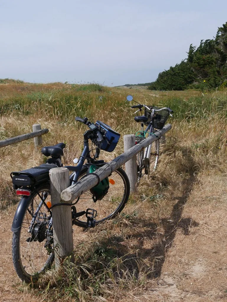 des vélos garés sur le chemin menant à la plage des Lays à la barre de monts - fromentine