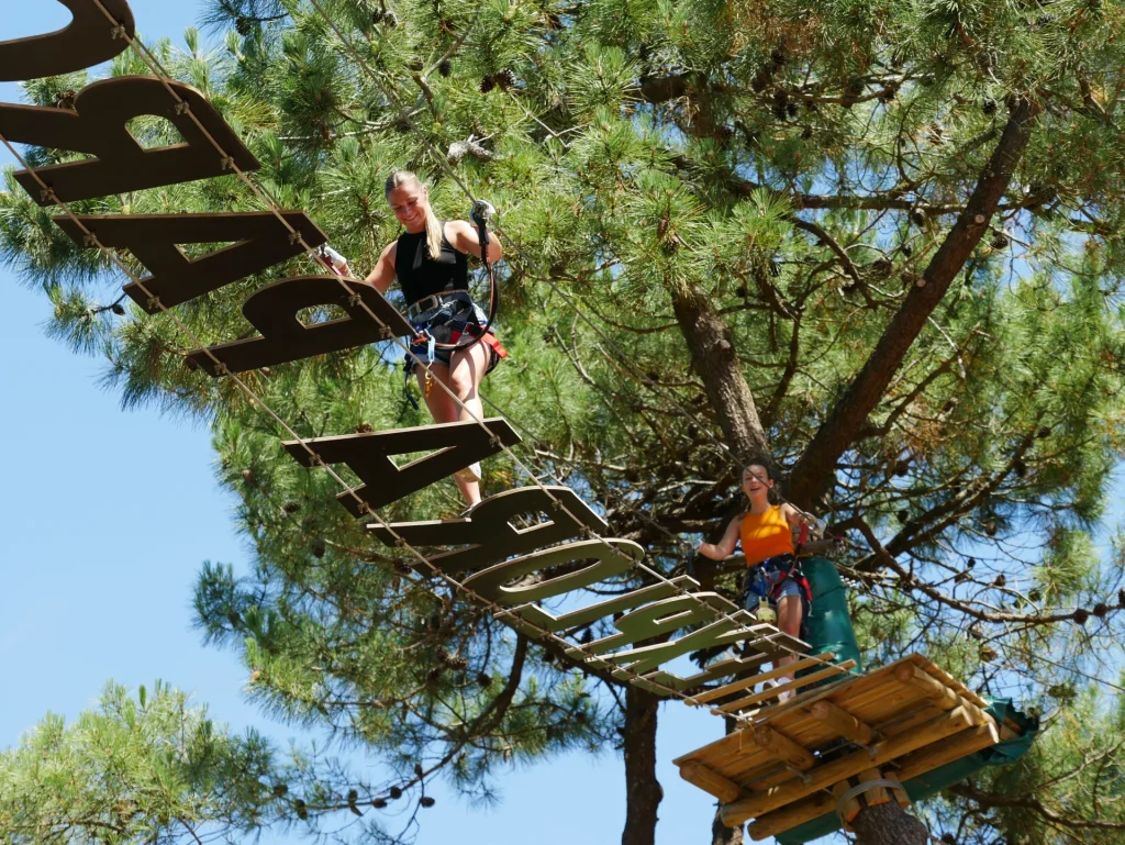 High-ropes course at explora parc in pays de saint jean de monts