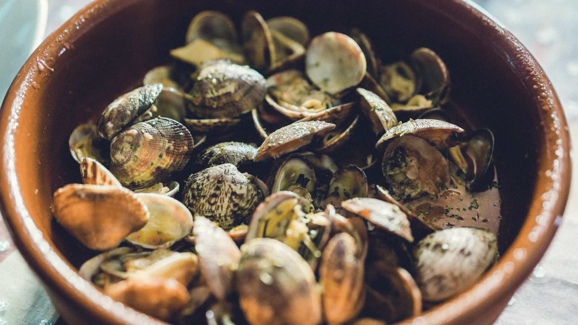 photo d'un plat de palourde cuisinées et ouvertes