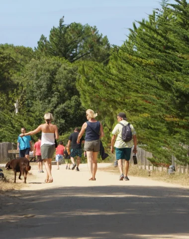 photo de vacanciers se promenant sur le chemin de randonnée à la barre de monts fromentine